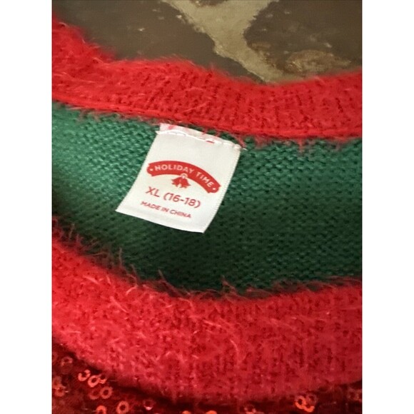 Christmas Elf Dress Sweater Bells Mrs.Claus Green Red Teacher Holiday XL (16-18) - Picture 5 of 8